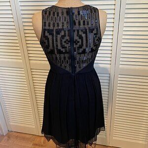 PHOEBE Black Silk Embellished Sleeveless Black Dress Size 6